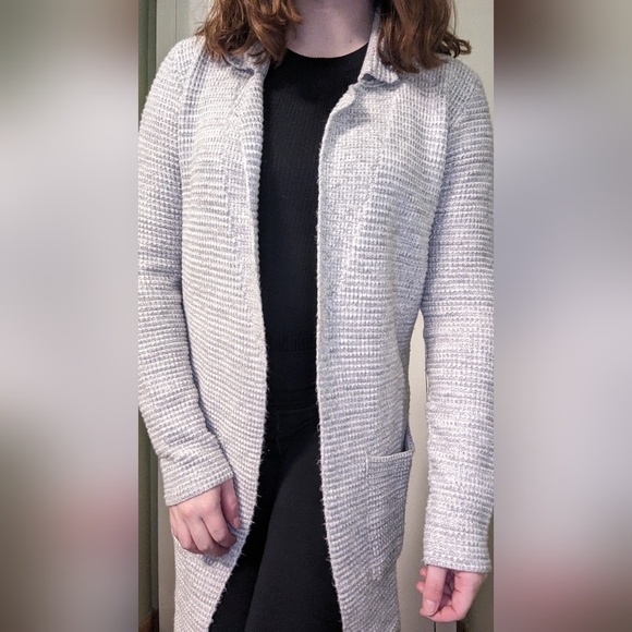 Dynamite Grey & White Knit Sweater Coat | Size XS - Picture 7 of 11